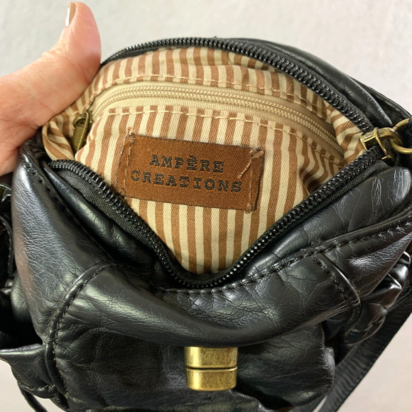 Womens Y2K Micro Purse Black Soft Vegan Leather Crossbody Option Side Pockets - Picture 9 of 16